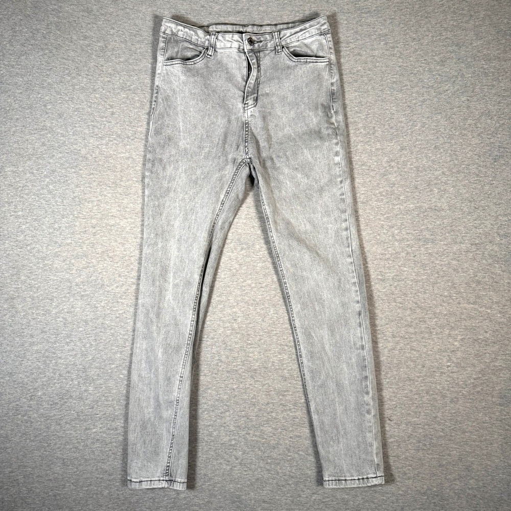 SHEIN Womens High Waisted Skinny Jeans Light Grey Acid Wash Size L 175/74B